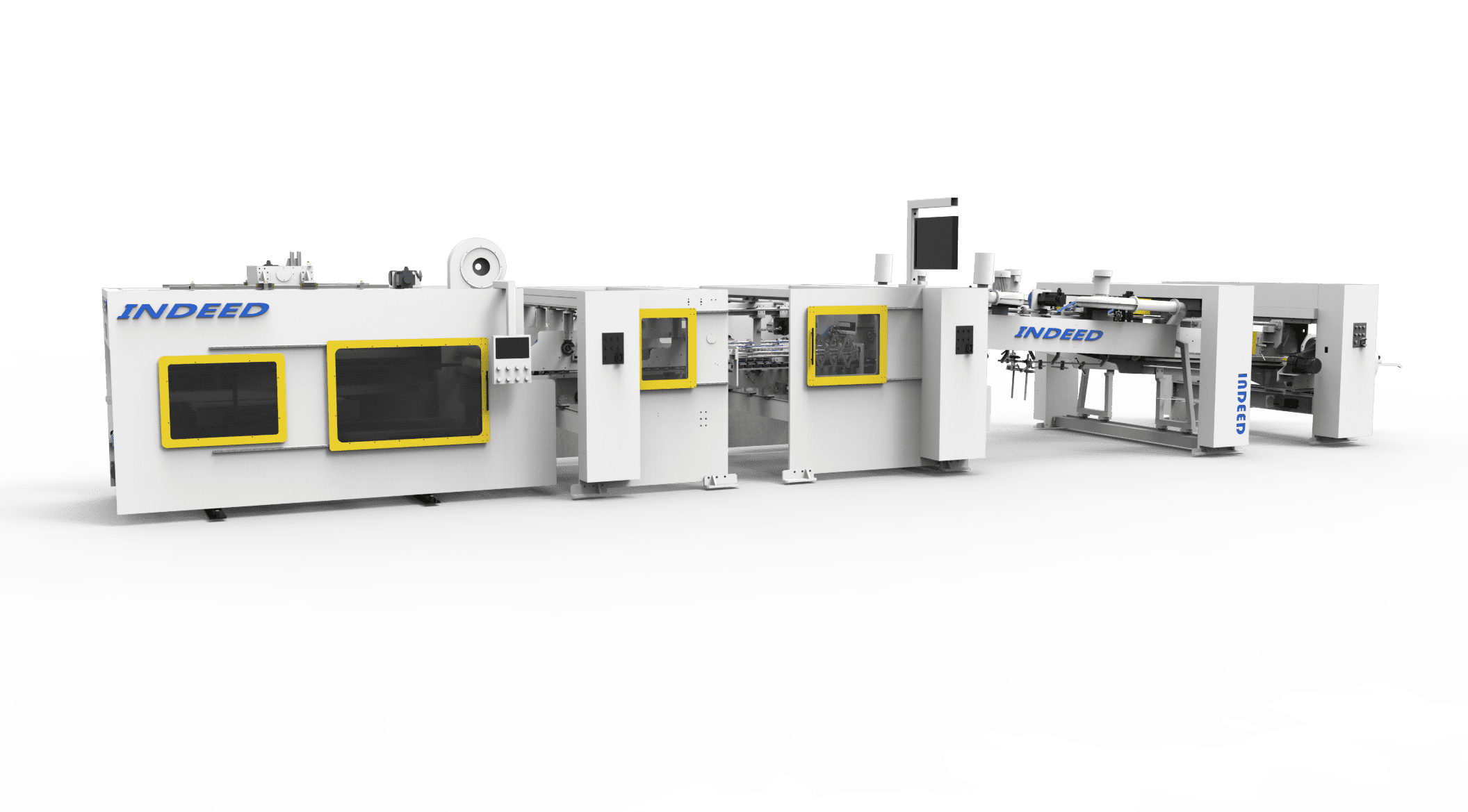 folder gluer stitching machine downward full servo counter ejector type kunshan indeed